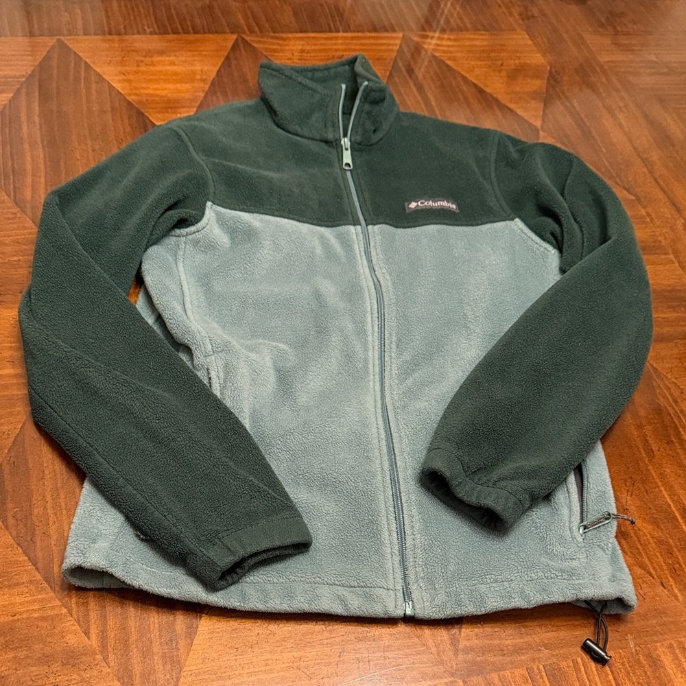 Columbia Forest Green and Gray Fleece Jacket women’s size small